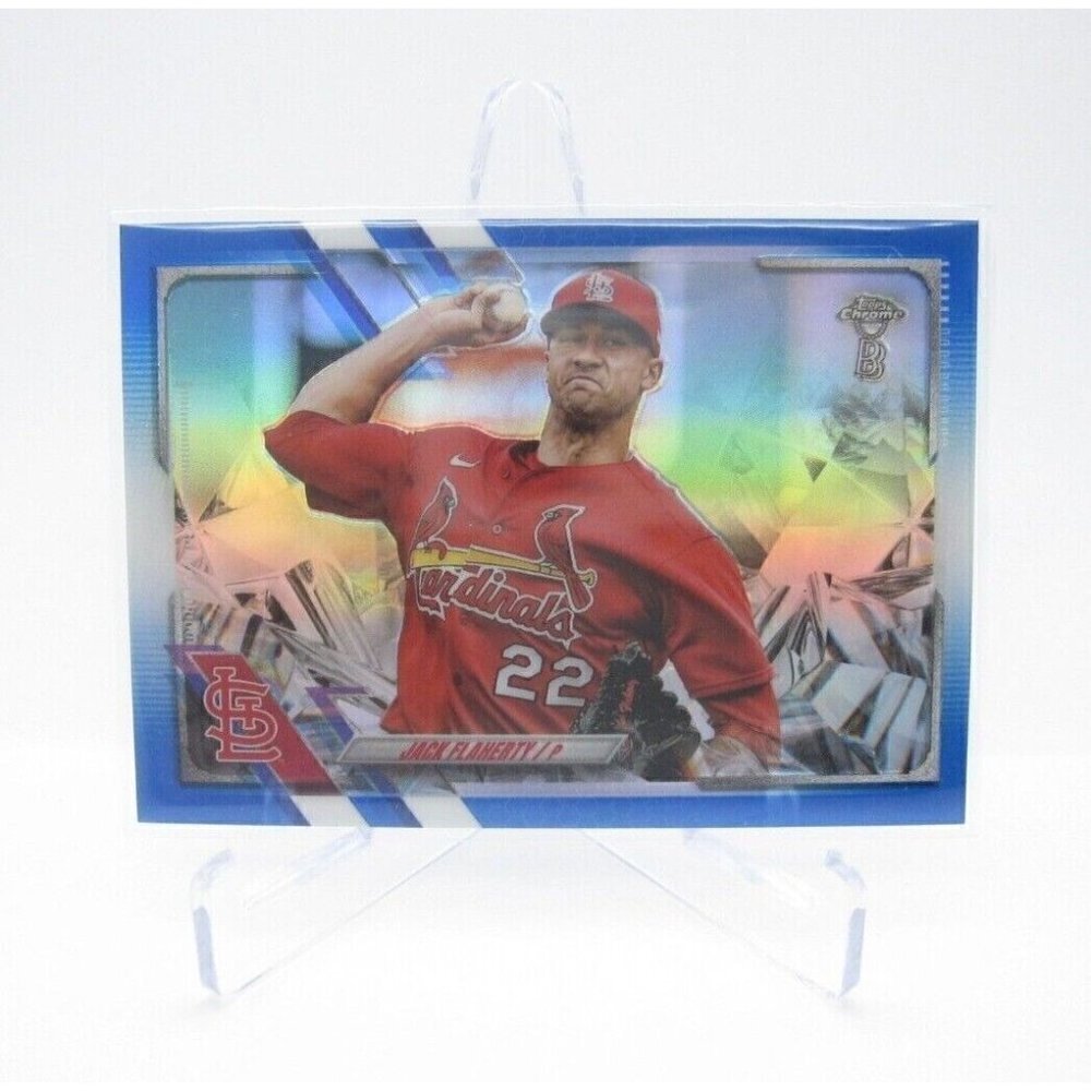 2021 Topps Chrome Ben Baller Jack Flaherty Blue Refractor Card 5/75 (A21)